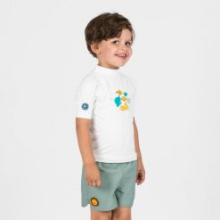 Szorty kąpielowe dla malucha Nabaiji Brom. Zielone kąpielówki dla chłopców NABAIJI, bez wzorów, z materiału. Za 44.99 zł.
