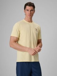 4F T-shirt regular z nadrukiem męski - żółty XL. Żółte t-shirty męskie 4f, m, bez wzorów, z bawełny, klasyczne, bez kołnierzyka. Za 59.99 zł.