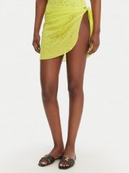 Guess Spódnica mini E6GZ15 WO080 Żółty Regular Fit. Żółte spódnice damskie Guess, z aplikacjami, z bawełny, mini. Za 199.99 zł.