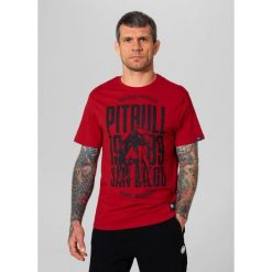 Koszulka męska Pitbull San Diego Dog. Czerwone koszulki sportowe męskie PITBULL, m, bez wzorów, bez kołnierzyka, bez ramiączek, trekkingowe. Za 79.99 zł.