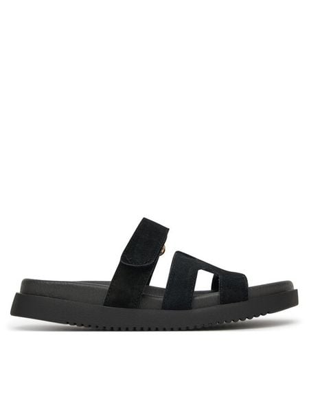 DeeZee Klapki DZ-S1 Czarny. Czarne klapki damskie DeeZee, bez wzorów, ze skóry, bez obcasa. Za 159.99 zł.