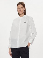 Tommy Hilfiger Koszula Monotype WW0WW41150 Biały Relaxed Fit. Białe bluzki damskie Tommy Hilfiger, bez wzorów, z bawełny, bez kołnierzyka, bez ramiączek. Za 399.99 zł.