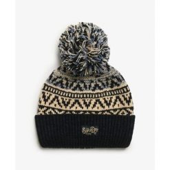 Czapka dzianinowa z wzorem dla kobiet Superdry. Niebieskie czapki i kapelusze damskie Superdry., bez wzorów, z dzianiny. W wyprzedaży za 127.00 zł.