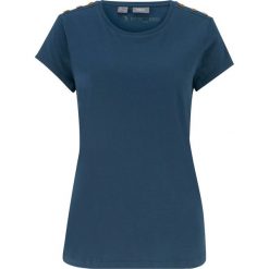 Shirt bonprix ciemnoniebieski. Niebieskie bluzki damskie bonprix, bez wzorów, bez kołnierzyka. Za 49.99 zł.
