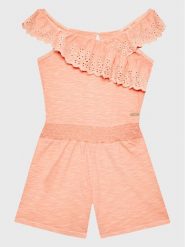 Guess Kombinezon J3GK07 K6XN1 Pomarańczowy Regular Fit. Brązowe sukienki dla dziewczynek Guess, z aplikacjami, z bawełny, bez ramiączek. Za 159.99 zł.