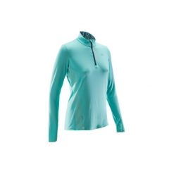Koszulka do biegania długi rękaw RUN DRY+ damska. Zielone t-shirty damskie KALENJI. Za 49.99 zł.