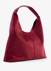 Torebka typu shopper z imitacji skóry welurowej. Czerwone torebki shopper damskie bonprix, bez wzorów, ze skóry, duże, bez dodatków. Za 122.99 zł.