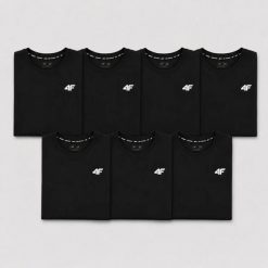 KOMPLET KOSZULEK MĘSKICH 4F ZESTAW 7PAK T-SHIRT L TTSHM3341 CZARNY. Czarne t-shirty męskie 4f, l, bez wzorów, z bawełny, sportowe, bez kołnierzyka. Za 349.93 zł.