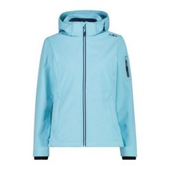 Damska kurtka turystyczna z kapturem CMP. Czarne kurtki sportowe damskie CMP, bez wzorów, z softshellu, z kapturem, trekkingowe. Za 375.50 zł.