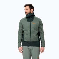 Kurtka przeciwdeszczowa męska Jack Wolfskin Alpspitze Ins Hybrid. Zielone kurtki męskie Jack Wolfskin, m, bez wzorów, trekkingowe. Za 719.99 zł.