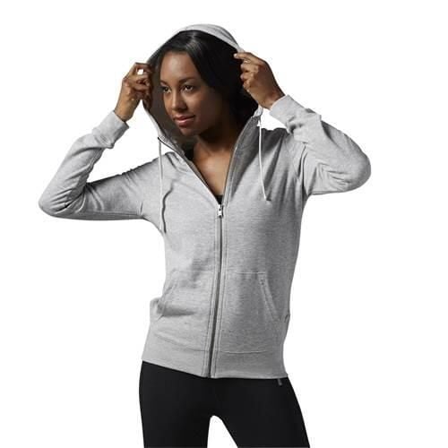 Bluza sportowa damska Reebok EL Full Zip. Szare bluzy damskie Reebok, bez wzorów, z kapturem. Za 329.99 zł.