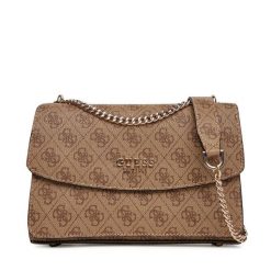 Torebka Guess. Brązowe torebki do ręki damskie Guess, z aplikacjami, wizytowe, bez dodatków. Za 409.99 zł.