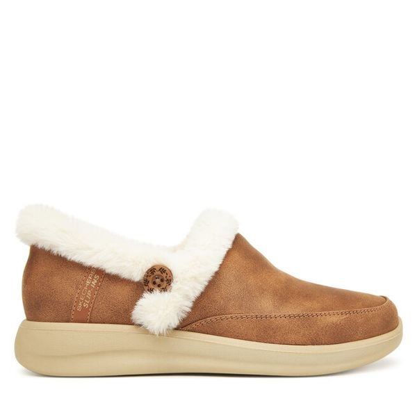 Kapcie Skechers. Brązowe kapcie damskie Skechers, bez wzorów. Za 201.99 zł.