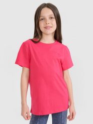 4F T-shirt regular gładki dziewczęcy - różowy 164 (13-14 lat). Czerwone t-shirty i topy dla dziewczynek 4f, bez wzorów, z bawełny, bez ramiączek. Za 29.99 zł.
