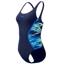 Strój kąpielowy damski Speedo Hyperboom Splc Msclbk. Niebieskie kostiumy jednoczęściowe damskie Speedo, l, bez wzorów, z materiału, klasyczne, na fitness i siłownię. Za 169.99 zł.