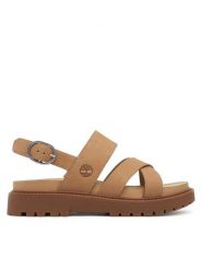 Timberland Sandały TB0A61T4EN31 Beżowy. Brązowe sandały damskie Timberland, bez wzorów, ze skóry, bez obcasa, na płaskiej podeszwie, bez zapięcia. Za 339.99 zł.
