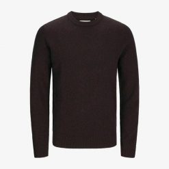 Sweter Jack & Jones Clambswool czekoladowa śliwka. Fioletowe swetry przez głowę męskie Jack&Jones, bez wzorów, bez kołnierzyka. Za 296.06 zł.