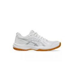 Buty siatkarskie damskie Asics Upcourt 6. Białe obuwie sportowe damskie Asics, bez wzorów, z materiału, do piłki ręcznej. Za 299.50 zł.