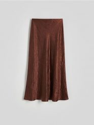 Spódnica maxi z gniecionej tkaniny - brązowy. Brązowe spódnice damskie Reserved, l, bez wzorów, z tkaniny, maxi, proste. W wyprzedaży za 39.99 zł.