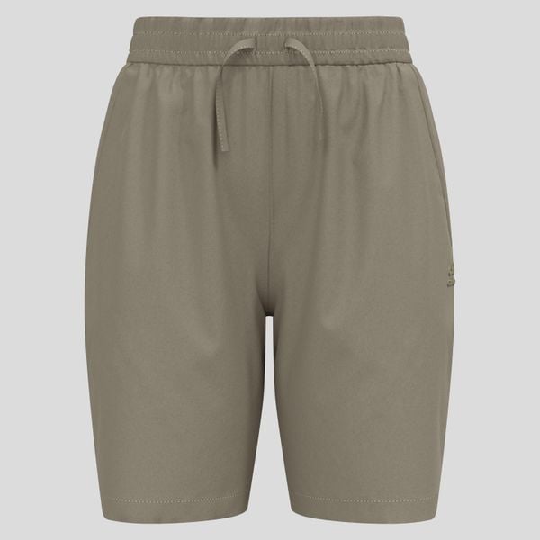 Spodenki damskie Odlo ESSENTIAL Short. Zielone szorty damskie Odlo, bez wzorów, z materiału, do biegania. Za 269.99 zł.