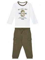 Guess Komplet bluzka i spodnie N5YG06 K8HM4 Biały Regular Fit. Białe spodnie materiałowe dla chłopców Guess, z aplikacjami, z bawełny, bez ramiączek. Za 189.99 zł.