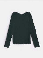 Sweter z zamkiem z tyłu - zielony. Zielone swetry damskie Sinsay, l, bez wzorów, bez kołnierzyka, bez ramiączek, bez kaptura. Za 49.99 zł.