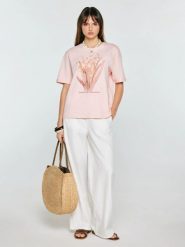 Koszulka damska z nadrukiem jasnoróżowa Lika 600. Czerwone t-shirty damskie Big Star, l, z aplikacjami, z dzianiny, eleganckie, bez kołnierzyka. Za 99.99 zł.