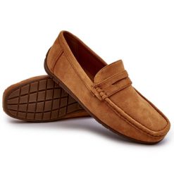 Męskie Zamszowe Mokasyny Camel Wesley brązowe. Brązowe mokasyny męskie z tworzywa sztucznego. Za 139.80 zł.