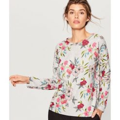 Dzianinowy sweter w kwiaty - Szary. Szare swetry damskie Mohito, z dzianiny. Za 89.99 zł.