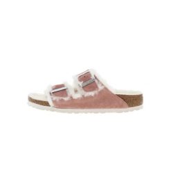 Klapki Birkenstock Arizona Suede Leather Shearling Pink Clay narrow (1023258). Białe klapki damskie Birkenstock, bez wzorów, z materiału, eleganckie, bez obcasa. Za 569.00 zł.