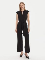 Calvin Klein Kombinezon LV044C066G Czarny Regular Fit. Czarne sukienki damskie Calvin Klein, s, bez wzorów, z syntetyku, bez kołnierzyka, bez ramiączek. Za 539.99 zł.