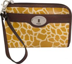 Portfel damski Fossil skóra zamek clutch żyrafa brązowy. Brązowe portfele damskie Fossil, bez wzorów, ze skóry. Za 184.99 zł.