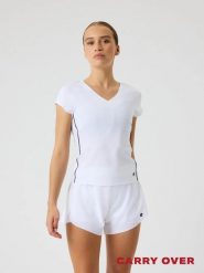 Bjorn_borg ACE V NECK T-SHIRT z poliestru z recyklingu – BRILLIANT WHITE. Białe t-shirty damskie Björn Borg, s, bez wzorów, sportowe, bez kołnierzyka. Za 247.00 zł.