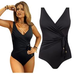 Strój kąpielowy damski jednoczęściowy kostium basen plażę Self Monaco. Czarne kostiumy jednoczęściowe damskie SELF HEAT, xl, bez wzorów, sportowe, do pływania. Za 199.99 zł.