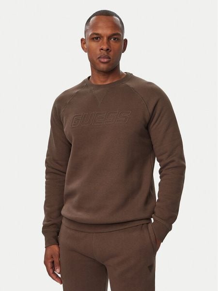 Guess Bluza Z4YQ16 K9V31 Brązowy Regular Fit. Brązowe bluzy męskie Guess, m, z aplikacjami, z bawełny, bez kaptura. Za 294.99 zł.