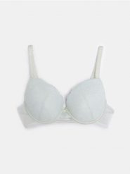 Koronkowy biustonosz push-up - błękitny. Niebieskie biustonosze Sinsay, bez wzorów, z koronki. Za 29.99 zł.