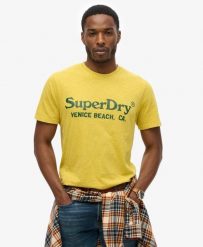 Klasyczny t-shirt z logo Venue. Żółte t-shirty męskie Superdry., xl, bez wzorów, z bawełny, eleganckie, bez kołnierzyka. Za 183.20 zł.
