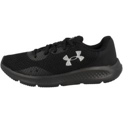 Buty treningowe damskie Under Armour W Charged Pursuit 3. Czarne obuwie sportowe damskie Under Armour, bez wzorów, z gumy, do biegania. Za 295.00 zł.