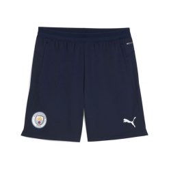 Krótka koszulka Manchester City. Niebieskie koszulki sportowe męskie Puma, bez wzorów, bez kołnierzyka, bez ramiączek, do piłki nożnej. Za 237.50 zł.