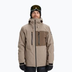 Kurtka snowboardowa męska Quiksilver Sycamore Solid 20K. Brązowe kurtki snowboardowe męskie Quiksilver, m, bez wzorów, z materiału, bez kaptura, snowboardowy. Za 860.70 zł.