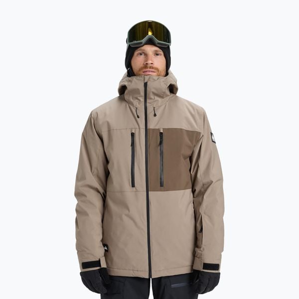 Kurtka snowboardowa męska Quiksilver Sycamore Solid 20K. Brązowe kurtki męskie Quiksilver, l, bez wzorów, z materiału, bez kaptura, snowboardowy. Za 909.99 zł.
