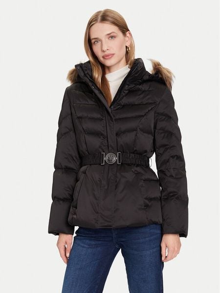 Guess Kurtka puchowa W5BL31 W2802 Czarny Regular Fit. Czarne kurtki damskie Guess, xl, z aplikacjami, z puchu, bez kaptura. Za 1,219.00 zł.