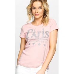 Różowy T-shirt French Zip. Bluzki damskie Born2be. Za 29.99 zł.