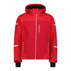 Kurtka narciarska z kapturem i zamkiem CMP. Czerwone kurtki sportowe męskie CMP, na zimę, m, bez wzorów, narciarskie. W wyprzedaży za 985.50 zł.