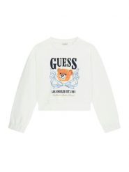 Guess Bluza J6GQ00 KA6R4 Biały Relaxed Fit. Białe bluzy dla dziewczynek Guess, z aplikacjami, z bawełny, bez ramiączek, bez kaptura. Za 209.99 zł.