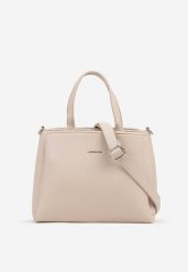 Beżowa Torebka Shopper z Trzema Przegródkami Meravienna. Brązowe torebki shopper damskie Renee, bez wzorów, z jeansu, biznesowe, bez dodatków. Za 159.99 zł.