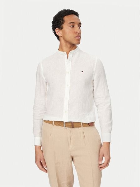 Tommy Hilfiger Koszula MW0MW39271 Biały Slim Fit. Białe koszule męskie Tommy Hilfiger, m, bez wzorów, ze lnu, bez kołnierzyka, bez ramiączek. Za 319.99 zł.