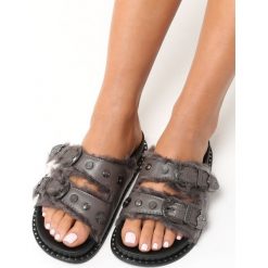 Szare Klapki Waffles. Klapki damskie Born2be. Za 44.99 zł.