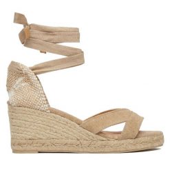 Espadryle Castañer. Brązowe sandały damskie Castañer, bez wzorów, bez obcasa, bez zapięcia. Za 619.99 zł.