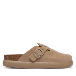 Klapki Scholl. Brązowe klapki damskie Scholl, bez wzorów, bez obcasa. Za 463.99 zł.